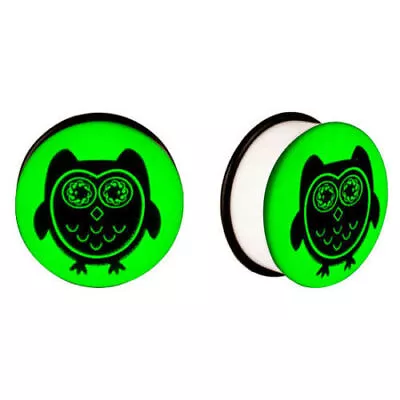 Owl Gauges Double Flared Ear Plugs UV Glow In The Dark Ear Plugs Body Jewelry  • $8.42