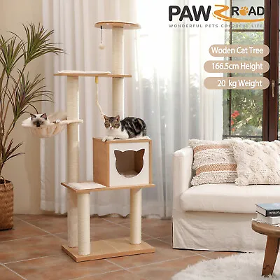 $125.91 • Buy PAWZ Road Cat Tree Scratching Post Modern Wooden Gym Tower Condo House Furniture