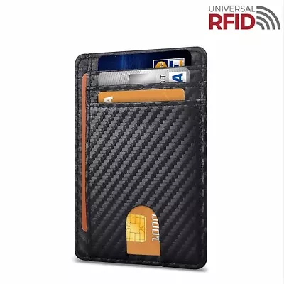 RFID Blocking Purse Flip Leather Wallet Slim Credit Card Holder Mens Money Clip • £6.97