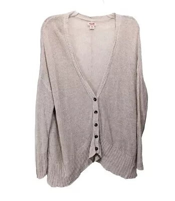 Mossimo Linen Blend Cardigan Sweater Womens 2XL XXL Beige Button Open Knit  7700 • $15.50
