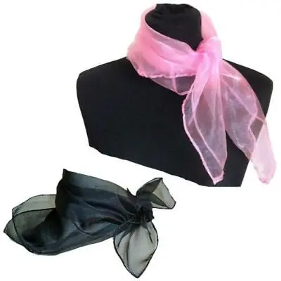 Neck Scarf Women Ladies 50s Square Chiffon Head Scarves Pink Or Black Costume  • £3.79