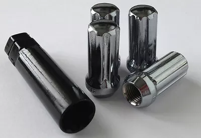 (4) ACORN SPLINE LUG NUTS CHROME 14x2 WITH 7 SPLINE KEY TOOL WHEEL LOCK 14 2.0 • $12.88