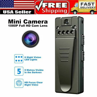 $21.84 • Buy 1080P HD Video DVR IR Night Cam 8-hour Camcorder Mini Police Body Camera Black