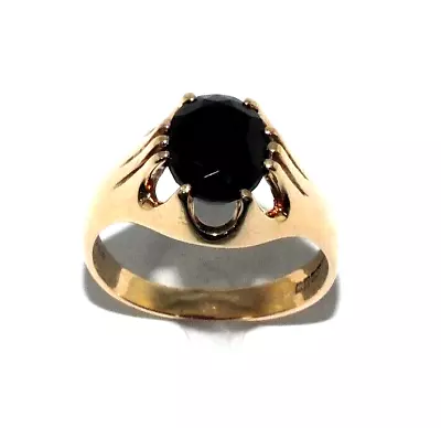 Gent's/mens 9ct Yellow Gold Vintage Ring Set With An Onyx Cabochon UK Size S • $373.01