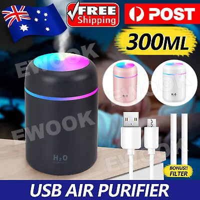 $13.95 • Buy USB Car Air Purifier Diffuser Aroma Oil Humidifier Mist Led Night Light Home AU