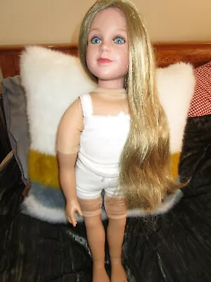 Vintage My Twinn 22  Poseable Long Brown Hair Blue Eye Doll With T-shirt Panties • $69.99
