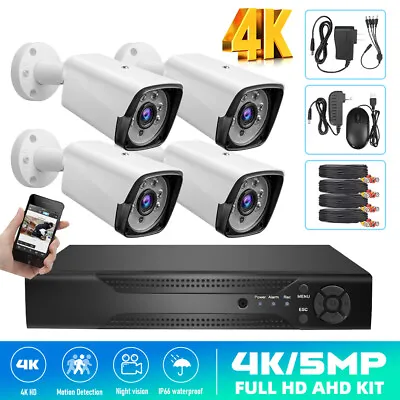 4CH H.265+ 5MP Lite DVR 1080P Outdoor CCTV Home Security Camera System Kit IP66 • $102.99