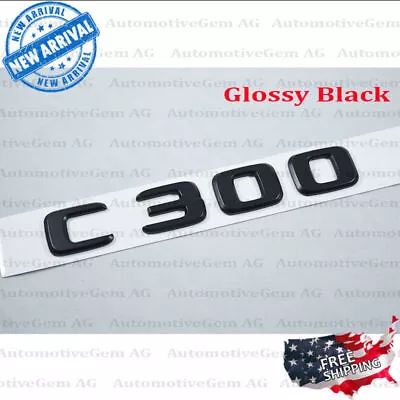 C300 Emblem GLOSSY Black Rear Trunk Letter Logo Badge Sticker OEM Mercedes  • $19.99