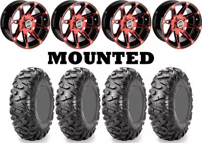 Kit 4 Maxxis Bighorn Radial Tires 25x8-12/25x10-12 On Moose 387X Red Wheels CAN • $1383.31