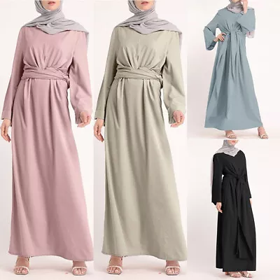 Women Abaya Jilbab Kaftan Long Muslim Dress Dubai Cardigan Robe Maxi Dress UK • £12.75