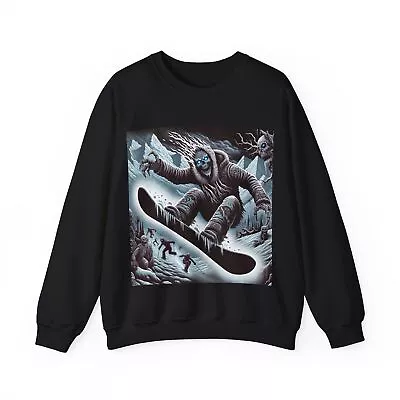 Unisex Adult Crewneck Sweatshirt Yeti Monster Snowboard Gothic Style Skeleton • $40