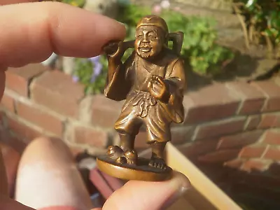 1a.. Hand Carved Wood Netsuke Of Japanese Working Man Collectable Boxwood Figure • £24.99