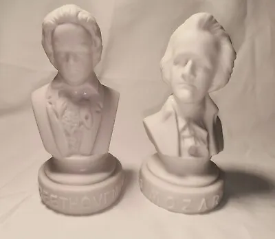 Vintage Halbe Beethoven And Mozart Plastic White Busts 4.25'' Figurines • $10