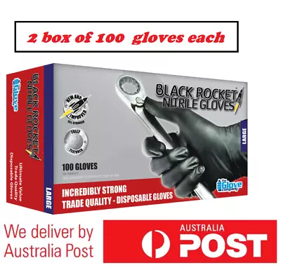 200 Black Rocket® Nitrile Disposable Gloves (Large) - 130003 • $79