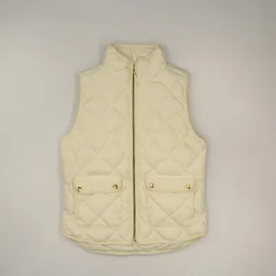 J Crew Excursion Quilted Puffer Vest Cream Feather Down Zip-up Women Small B0109 • $22.45