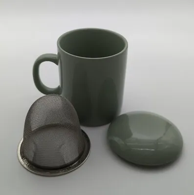 The Spice & Tea Exchange Porcelain MUG With Infuser & Lid 12 Oz Green COFFEE CUP • $14.59