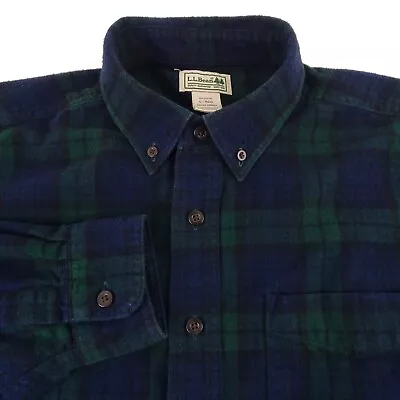 LL Bean Blackwatch Plaid Flannel Button Up Mens Shirt Size L-REG Long Sleeve • $18.99
