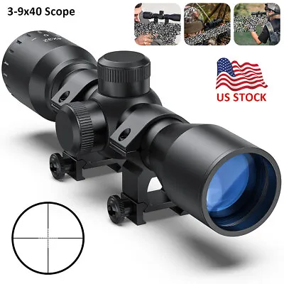 3-9x40 Compact Scope Mil Dot For Air Rifle Crossbow Airsoft Pellet Gun W/ Mounts • $42.99