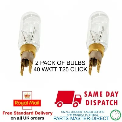 £9.99 • Buy FITS Whirlpool 40w Fridge Freezer T25 Click Lamp Bulb American 40 WATT 2 Pack