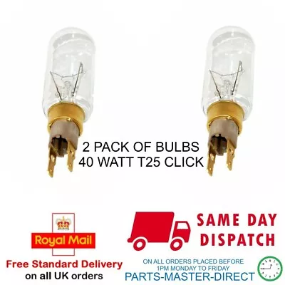 £8.99 • Buy FITS Whirlpool 40w Fridge Freezer T25 Click Lamp Bulb American 40 WATT 2 Pack