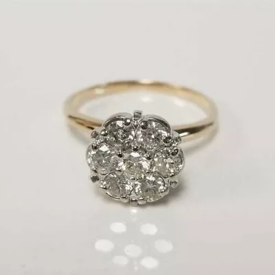 1.40Ct Lab Created Round Diamond Flower Shape Ring 14K Yellow Gold Finish • $45