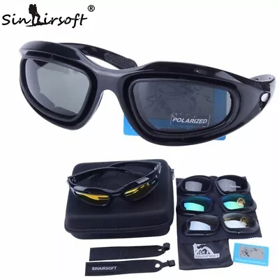 Polarized Tactical Hunting Military Sunglasses 4 Lens Eyewear UV400 Army Goggles • £26.20