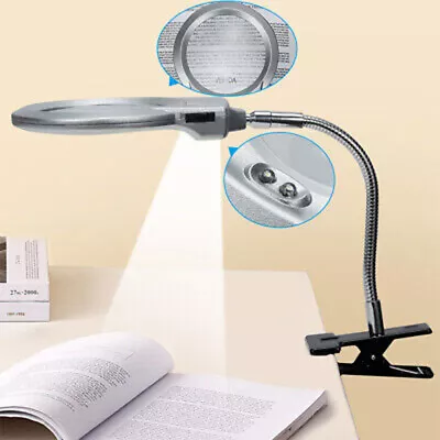 Magnifier LED Lamp Magnifying Glass Desk Table Light Reading Lamp With Clamp New • $13.45