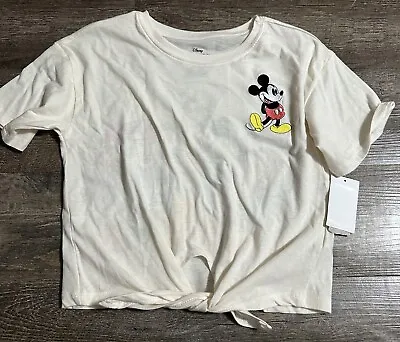 Disney Mickey Mouse & Friends Size XS Extra Small Cropped Tie Front Shirt Top  • $11.46