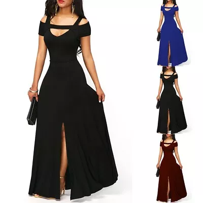 Plus Size Women's Elegant Black Cold Shoulder Maxi Dress Perfect For Parties • $40.60