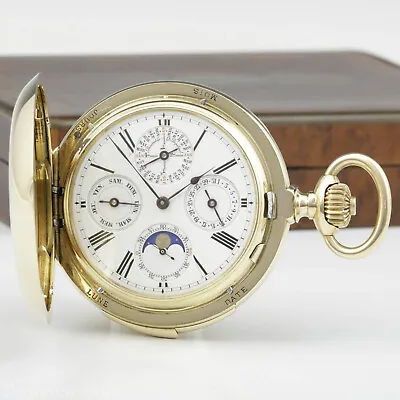 Mint High Fine Lecoultre Cal. 42 Grand Complication 18k Gold Circa 1895 Wood Box • $38800