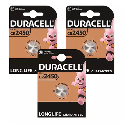 Duracell 2450 Battery CR2450 DL2450 BR2450 3V Lithium Batteries Coin Cell Button • £3.89