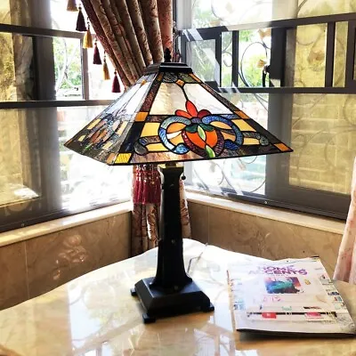 24  Tiffany Style Stained Glass Table Lamp Mission Victorian Design Accent • $149.90