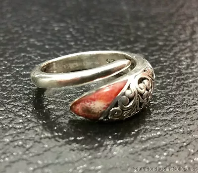 Priced To Sell Unique Design  Quality Coral  .925 Sterling Silver Ring • $59.95