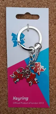 Official London 2012 Olympic Union Jack Logo Drop Charms Keychain Keyring New • £4.90