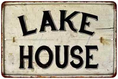 Lake House Sign Vintage Look Chic Distressed Decor Cabin Farmhouse 108120020090 • $64.95