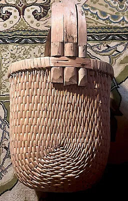 Excellent Vintage Chinese Bamboo Handled Rice Basket Perfect Condition & Patina • $18.99