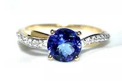 AAA Tanzanite Ring 9ct Gold 1.71ct AAA TANZANITE N/7 Certificate Of Authenticity • $472.46