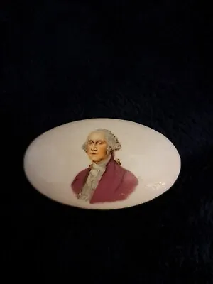 GEORGE WASHINGTON RARE Porcelain Souvenir Trinket Box Mt. Vernon Va. 2 7/8  L • $4.99
