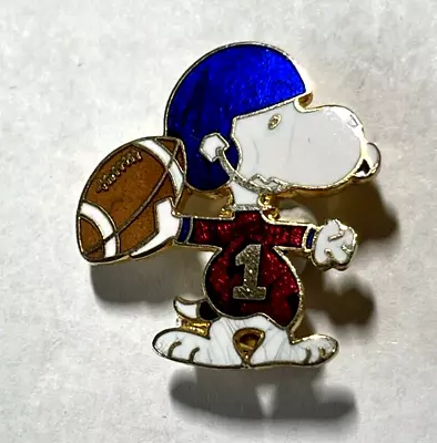 Vintage Peanuts  Snoopy #1 Playing Football United Features Enameled Pin • $5.95