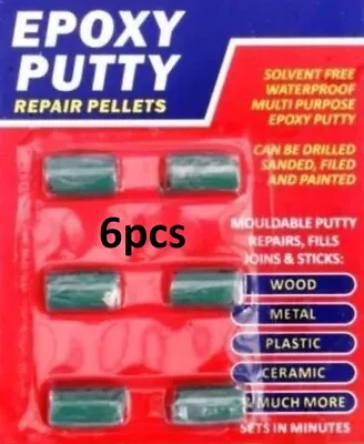 6x5g EPOXY PUTTY WATERPROOF MOULDABLE REPAIR FILL MULTI PURPOSE WOOD METAL PLAST • $6