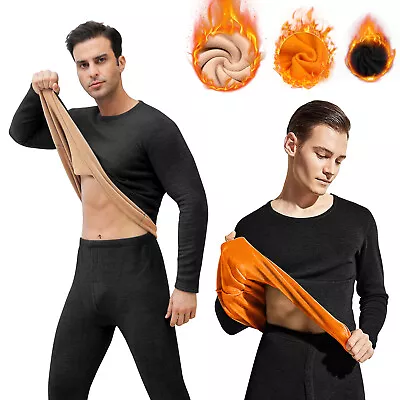 Mens Ultra Soft Fleece Lined Thermal Top & Bottom Long John Underwear Set • $13.95