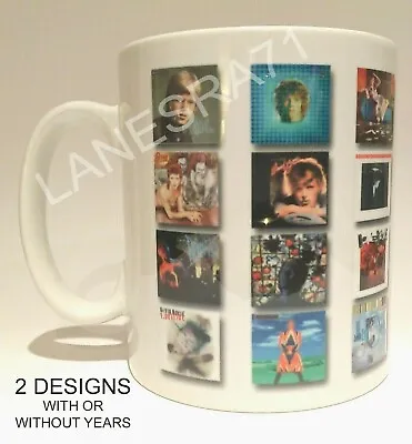 David Bowie Albums 1967 - 2016 White Coffee Mug. ** Choose From 2 Designs ** • £6.99