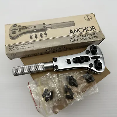 Vintage STAINLESS ANCHOR WATCH CASE OPENER Tool 4 TYPES OF KEYS Ref. No 383 • $49.95