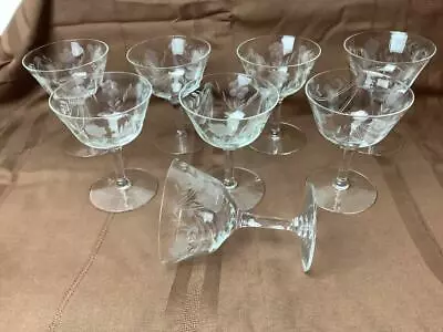 Vintage Fancy Clear Cut Glass Crystal Stemware LOT Of 8 Flower & Swag Pattern • $27.47