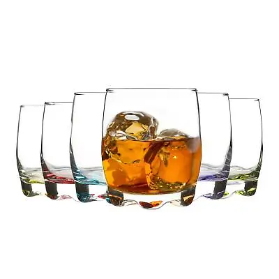 LAV 6x Adora Coloured Water Glasses Whisky Juice Cocktail Tumblers 290ml Multi • £12