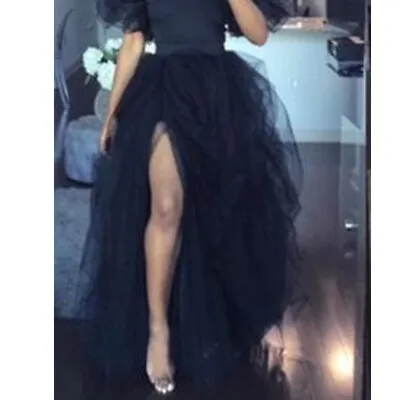 £21.99 • Buy Women High Slit Tutu Maxi Long Skirt Tulle Ruffle Mesh Evening Party Proms Skirt