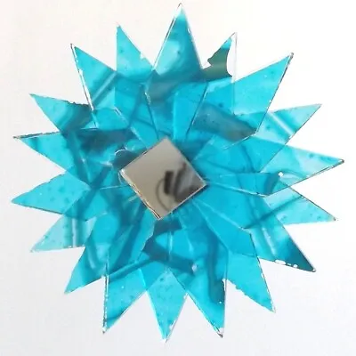 Blue Coloured Glass Mobile Sun Catcher Long Mirror Twisting Large Shiny Star • £12.55