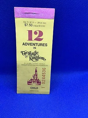 1979 Disney 12 Adventures In The Magic Kingdom Ticket Book Coupons ABD CHILD • $17