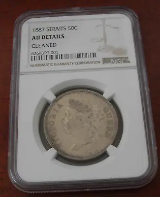 Straits Settlements Malaysia Singapore 1887 Silver 50 Cents NGC AU Details  • $500