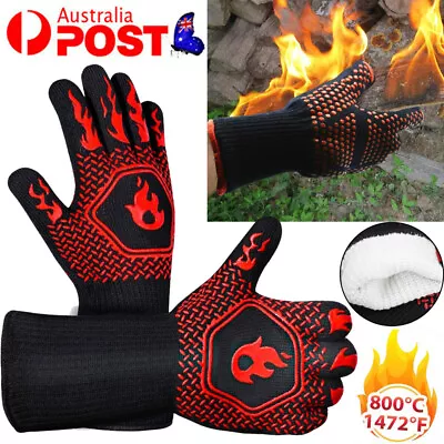 2PCS Oven BBQ Gloves Grill 800°C Heat Resistant Fireproof Silicone Non-Slip AU • $10.24